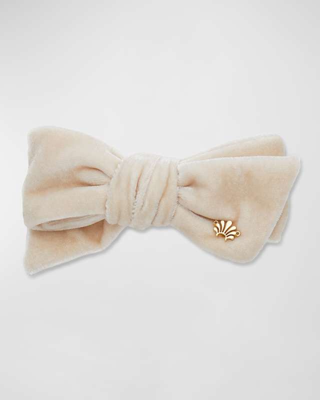 Velvet Ivory Bow Tie Barrette